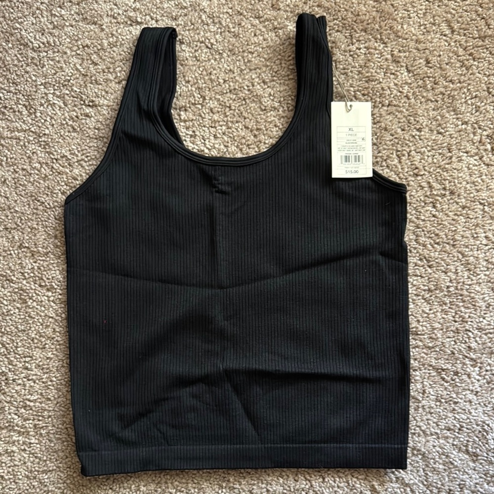 a new day Black Fitted Crop Tank Top